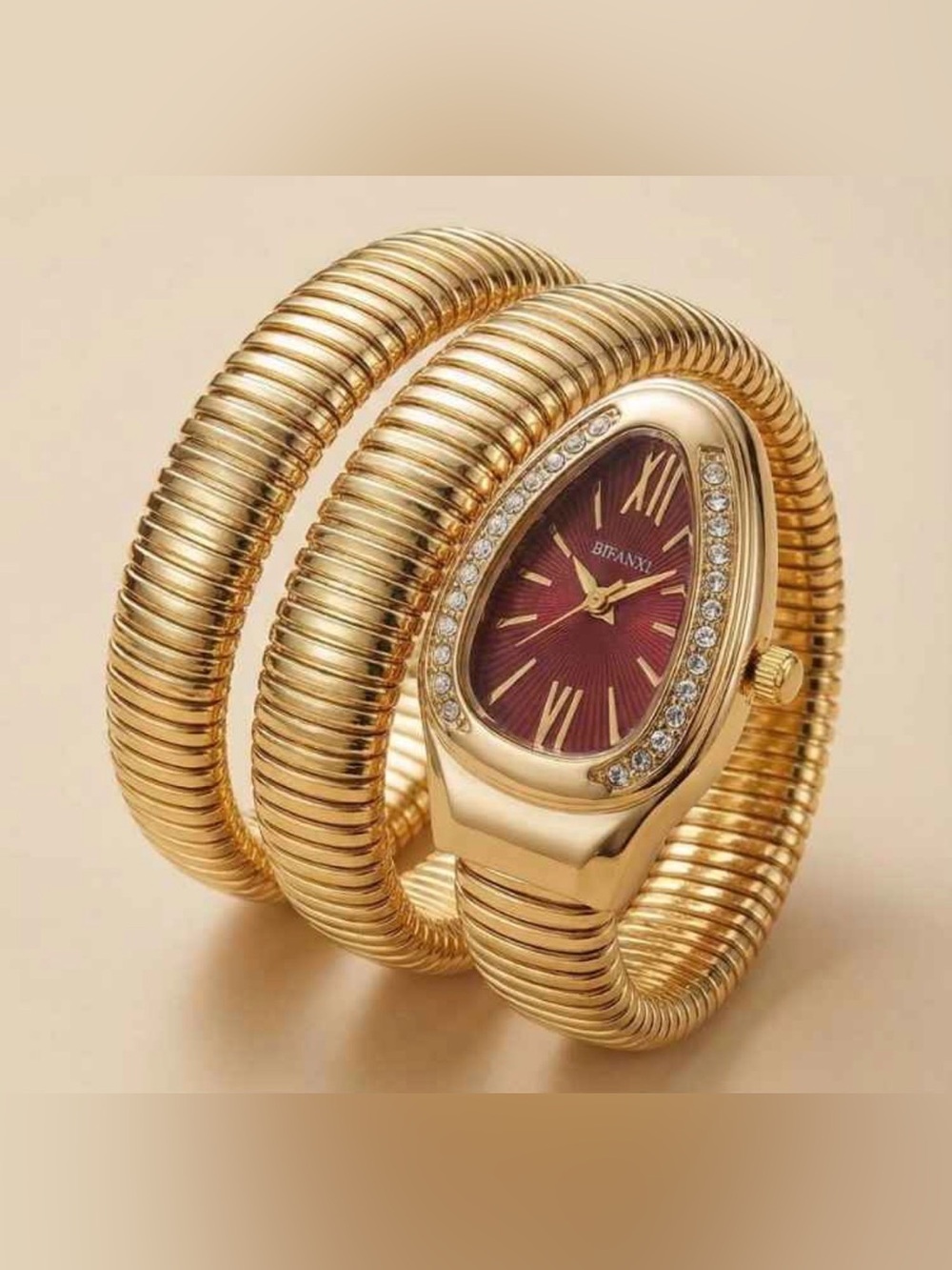 Serpenti Snake Coil Bracelet Watch with Red Dial Luxury Watch